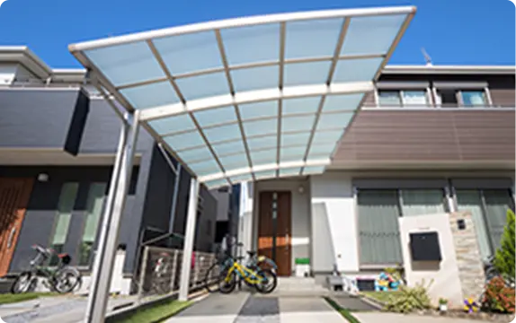 カーポート施工種類01：片側支持タイプを表す画像